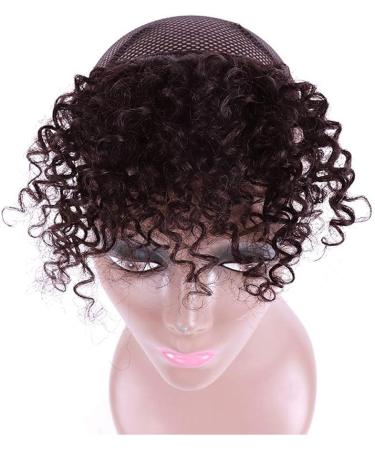 EREE HAIR Kinky Curly Human Hair Bangs Clip in Hair Extensions Forhead Hairpiece Fringe Curly Bangs Hair Clip on One Piece Front Human Hair Bangs Dark Brown Color - Buy Online on GoSupps.com