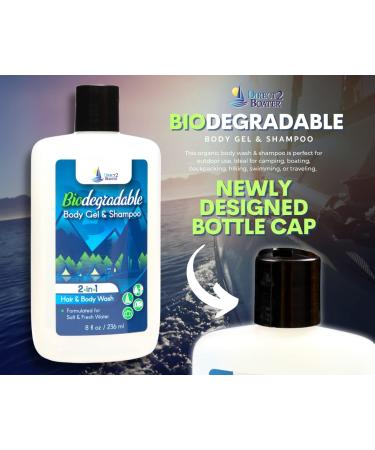 Biodegradable Organic 2-in-1 Shampoo & Body Wash | 8 oz Bottle | For Fresh & Salt Water | No Dyes or Fragrances | Travel Size - Buy Online on GoSupps.com