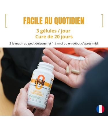Booster Anti Fatigue Homme EVOM - nergie Physique et Tonus Mental - Magn sium (26% VNR) Bacopa BACOGNIZE Ginkgo NADH acides amin s Cure 20 jours Compl ment Alimentaire Pour Homme - Buy Online on GoSupps.com