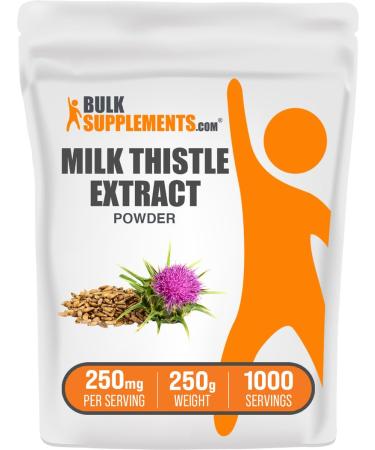 BulkSupplements.com Milk Thistle Extract Powder - Herbal Supplement Milk Thistle Supplement - Gluten Free 250mg per Serving 250g (8.8 oz) (Pack of 1) 8.82 Ounce (Pack of 1)