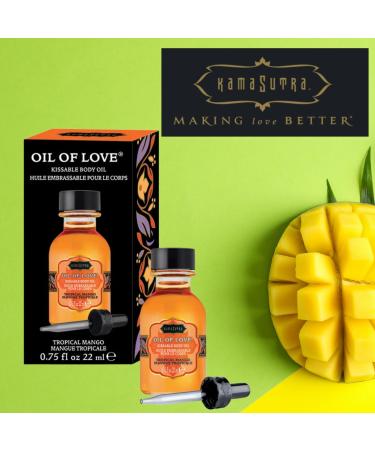 Kama Sutra Oil of Love Tropical Mango - Kissable Warming Body Topping for Oral Foreplay | Delicious Lickable Flavor - Water-Based | Perfect for Couples Women & Men - .75 fl oz - Buy Online on GoSupps.com