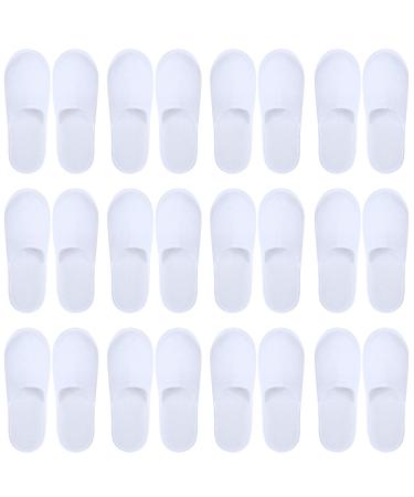 Aneco 12 Pairs Disposable Spa Slippers Fluffy Closed Toe Spa Slippers for Hotel, Home, Guest Use, Fits up to US Men Size 10 and Women Size 11 10-11 Women/10-11 Men