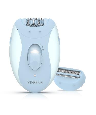 Epilator for Women, VINSENA 2 in 1 Electric Epilators Hair Removal Kit, Cordless Hair Epilator for Women with Epilator Head & Shaver Head, for face, Underarms, Legs, Arms, Bikini, with LED Light