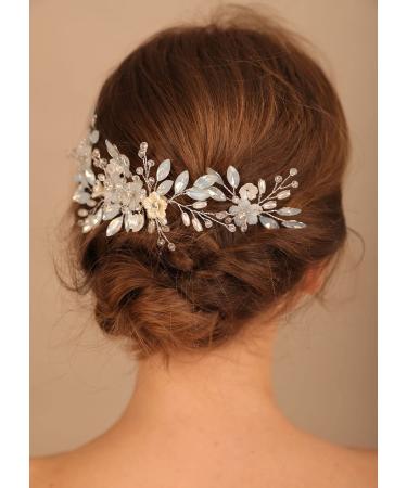 Denifery Opal Wedding Hair Comb - Silver Rhinestones Opal Crystal Vintage Bridal Hair Clips - Buy Online on GoSupps.com