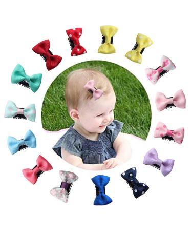 Tiny Baby Hair Clips Bows Hair Clips Grosgrain Ribbon for Baby Girls Newborn Infant Toddlers(15Pcs) - Buy Online on GoSupps.com