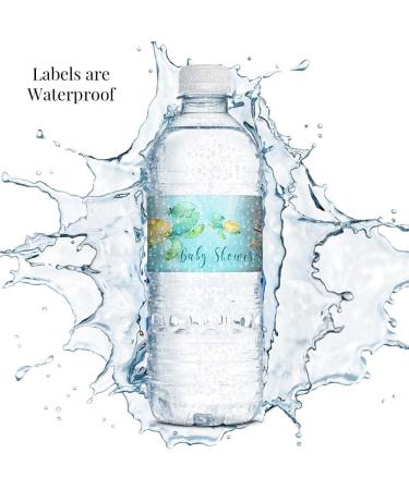Cute Sea Turtle Baby Shower Waterproof Water Bottle Sticker Wrappers by AmandaCreation - 20 Labels (1.75 x 8.5 inches) - Buy Online on GoSupps.com