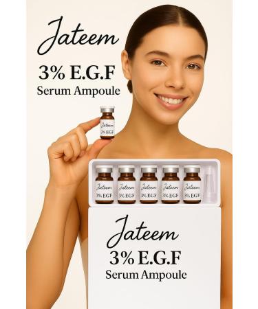 JATEEM EGF Ampoules Serum 5ml x 10pcs Epidermal Growth Factor OLIGOPTID High Dose Skin Rejuvenation Repair Acne Scars Wrinkles Burns Spots Concentrate - Buy Online on GoSupps.com