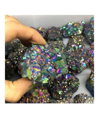 Natural Quartz Electroplated Purple and Yellow Crystal Cluster Specimen Geography Teaching Stones Home Decor ZJGIDTEM (Size : 200-250g)