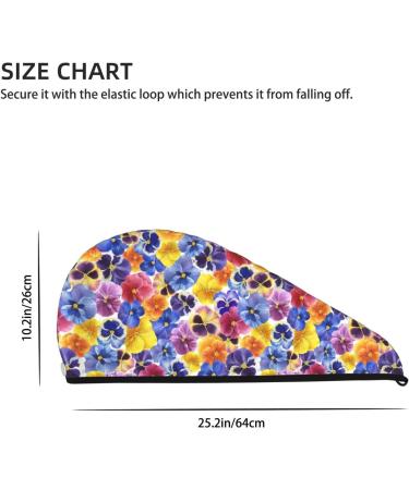 Hair Towel Wrap - Quick Drying Towel Turban with Button | Tricolor Pansy Flower Design - Buy Online on GoSupps.com