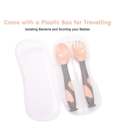 Shop Baby Utensils Set: Travel Spoon & Fork with Suction Cup - Heat-Resistant Soft Ideal for Toddlers 1+ - Pink Children's Cutlery - Buy Online on GoSupps.com