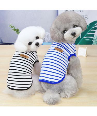 Voarge Summer Dog T-Shirt - Soft Cotton Striped Puppy Tank Top for Small & Medium Dogs - Blue Size L - Buy Online on GoSupps.com