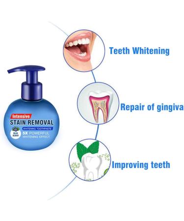 Monshop Teeth Whitening Toothpaste - Effective Stain Removal for White Teeth & Bleaching - Blueberry Flavor - Buy Online on GoSupps.com