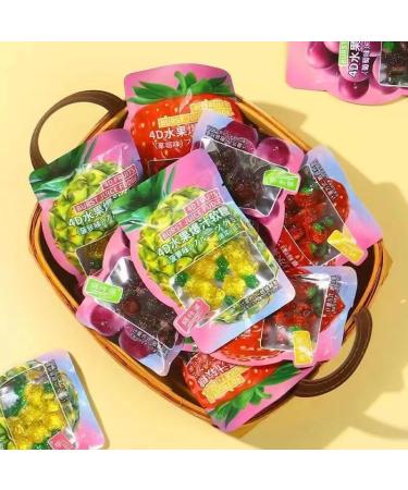 4D Fruit Gummy Candy Gummies Pineapple Soft Candy Fruit Juice Fudge Strawberry Grape Fruity Sweets Healthy Nutritious Dessert Wedding Candies New Year Candy Casual Snacks Gift (Pineapple 6bag) Pineapple 6bag - Buy Online on GoSupps.com
