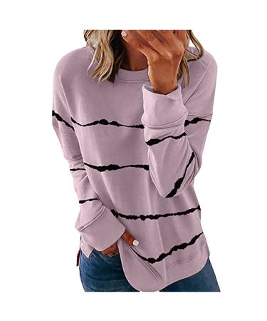 Odjoy fan blouse women casual casual tops sweatshirt office blouses women blouse loose long sweater business elegant tunic t shirt blouse round collar sweaters light purple s