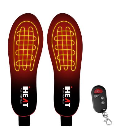 iHEAT Heated Insoles with Remote Control Rechargeable Electric Heated Insoles for Women Men Thermal Insoles Wireless Foot Warmer for Hunting Hiking Camping (Black)