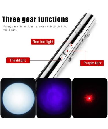 Cat Toys for Dog Chase and Catch Multi Pattern LED Pointer Light Interactive Kitten Toy Stainless Steel Mini LED Flashlight with USB Rechargeable Exercise Training Pet Funny Cat Stick - Buy Online on GoSupps.com