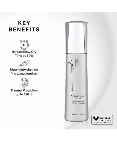Kenra Platinum Blow-Dry Mist 3.4oz | Thermal Protectant for Fine to Medium Hair | Detangles, Smooths, & Eliminates Frizz - Buy Online on GoSupps.com