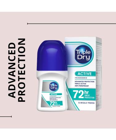 Triple Dry Women Active Fragrance Anti-Perspirant Roll On 50ml - 72-Hour Protection - Fights Odour - Clinically Proven - Female Roll On - Buy Online on GoSupps.com
