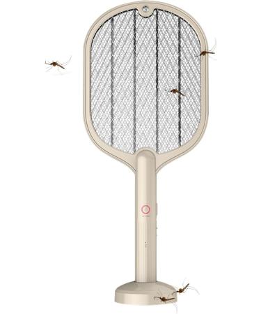 Fly Swatter - 3000V Rechargeable Electric Racket - 2 in 1 Fly Swatter with USB Rechargeable Base 3-Layer Safety Mesh Inhaled Photocatalyst Fly Trap Light Cyhamse (Beige) - Buy Online on GoSupps.com