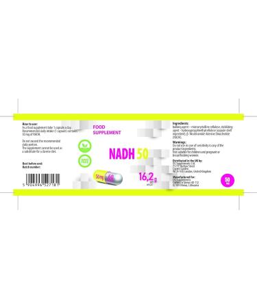 Hepatica NADH 50mg 60 Vegetable Capsules Tested by a Third Party Laboratory Gluten Free and GMO Free - Buy Online on GoSupps.com