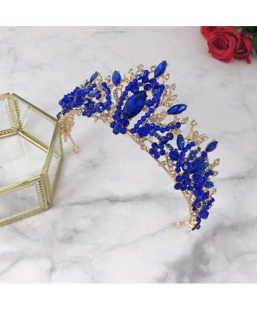 FRCOLOR Tiara Crown Crystal Silver Headband Diamond Bridal Headdress Wedding Prom Crown Hair Accessories Blue for Women Girl Birthday Wedding Christmas Party Favor Ornaments - Buy Online on GoSupps.com