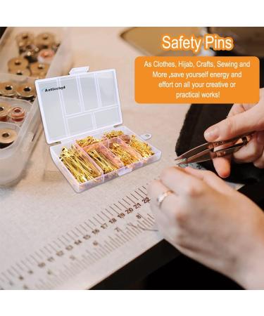 250 Pcs 6-Size Safety Pins Set - Strong & Rust-Resistant for Clothes, Hijab, Sewing - Gold Finish - Buy Online on GoSupps.com