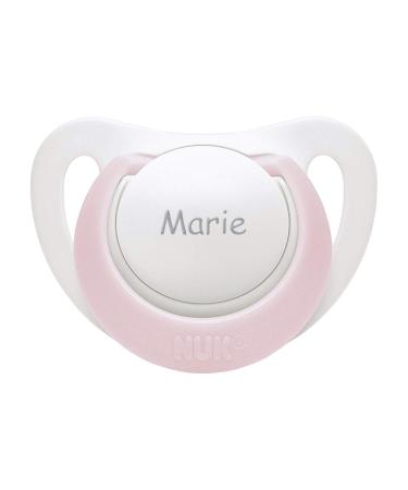 NUK Genius silicone pacifier with name size 1 0-6 months white/pink 1 piece 1 piece (1 pack) white / pink