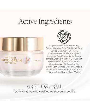 Lavender-Infused Soothing Facial Cream | 6 Flower Blend | 24-Hour Hydration | Smooths Fine Lines | Organic Antioxidant | 0.5 FL OZ - Buy Online on GoSupps.com
