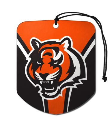 FANMATS 61566 NFL Cincinnati Bengals Hanging Car Air Freshener, 2 Pack, Black Ice Scent, Odor Eliminator, Shield Design with Team Logo