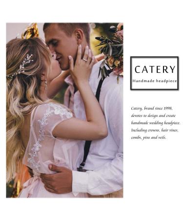 Catery Silver Crystal Pearl Wedding Headband - Bridal Hair Vine for Women and Girls - Buy Online on GoSupps.com