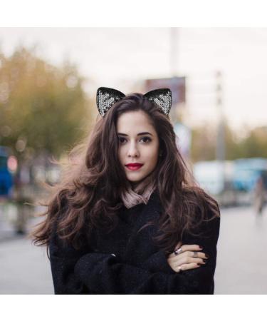 Reversible Sequins Cat Ears Headbands Set for Girls and Women - Pack of 10 | Hair Accessories - Buy Online on GoSupps.com