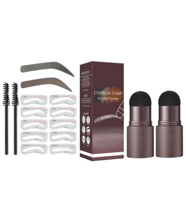 Eyebrow Stamp Eyebrow Stamp Stencil Kit Long Lasting Eye Brow Powder Eyebrow Stencils Brow Stencil Kit for Beginners 30 g (Pack of 1) C-Dark Brown & Dark Grey