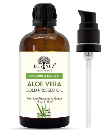 100% Pure Aloe Vera (Aloe barbadensis) Moisturizing Oil for Skin & Hair Cold Pressed 4oz Hydrating Soothing & Nourishing with Premium Lotion Pump Aloe Vera 4 Fl Oz (Pack of 1)