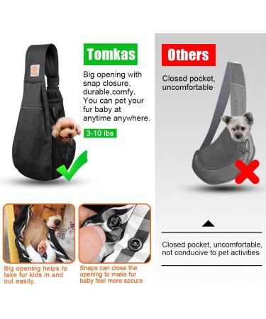 TOMKAS Small Dog Sling Carrier - Adjustable Strap & Zipper Pocket | Black Puppy Carrier for Small Dogs - Buy Online on GoSupps.com