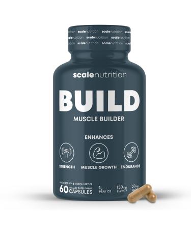 Build - Muscle Builder Supplement for Muscle Growth Strength Weight Gain Endurance & Performance Enhancment for Men & Women - Trademarked Ingredients Peak02 & ElevATP | 60 Capsules - 30 Day Supply