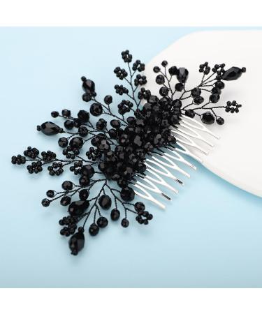 Kercisbeauty Black Beads Branch Hair Comb for Women Girls Wedding Bridal Black Hair Accessories - Buy Online on GoSupps.com