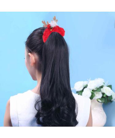 Frcolor Christmas Hair Scrunchie with Glitter Antlers - Plush Elastic Hair Tie | International Shipping - Buy Online on GoSupps.com