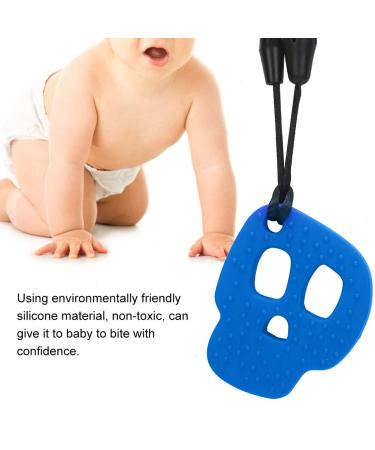Shop Safe Silicone Baby Bite Toys | Soothing Dental Necklaces for Toddlers - Blue Skull Design - Buy Online on GoSupps.com