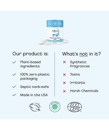 AspenClean Unscented Laundry Pods - New Packaging, Zero Plastic, Vegan, Hypoallergenic Detergent - 36 Count - Buy Online on GoSupps.com