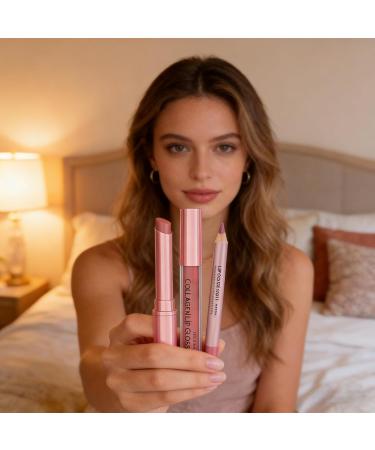 Set of lipstick and lip contour stick sustainable cosmetics nonsmearing makeup lip gloss for women and girls for daily use night party date travel 1 - Buy Online on GoSupps.com