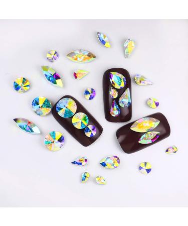 DONGZHOU 105pcs Big Nail Rhinestones Mixed Crystal AB Pointed Fancy Stones for Nail Art, Clothing, Wedding Dress - 3D Decorations & Face Jewelry - Buy Online on GoSupps.com