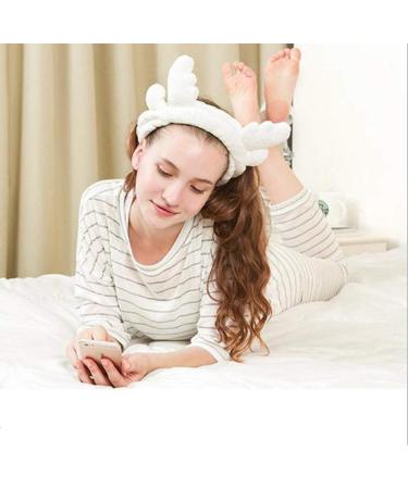 Demarkt White Shower Headband for Spa & Makeup - Antler Design Face Washing Accessory - Buy Online on GoSupps.com