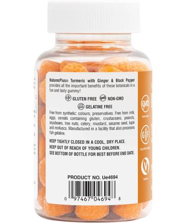 NaturesPlus Gummies Turmeric Curcumin - 60 Gummies Peach - Supports Joint Digestive & Cardiovascular Health - Vegan Gluten Free Non-GMO - 30 Servings - Buy Online on GoSupps.com