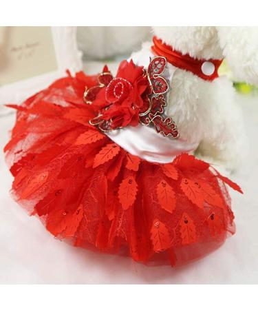 Yekeyi Spring-Summer Princess Dress for Pets | Cute Tutu Dress for Rabbits Dogs & Cats | Red Decor & Costumes - Buy Online on GoSupps.com