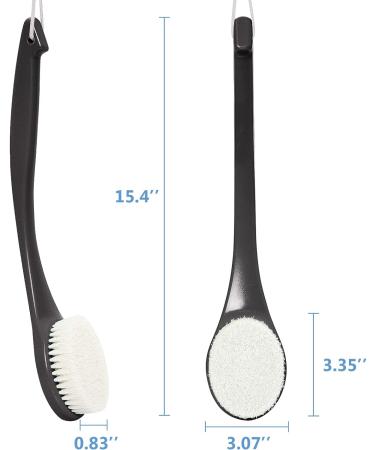 Long Handle Body Brush Back Scrubber for Deep Exfoliation - Soft Glowing Skin - Black Nylon - Buy Online on GoSupps.com