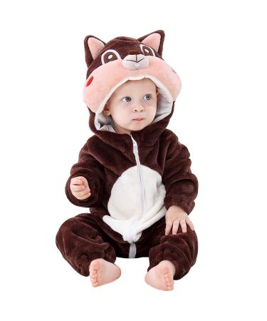 COOKY.D Unisex Winter Animal Hooded Baby Romper 3-36 Months 3-6 Months Brown Squirrel - Buy Online on GoSupps.com