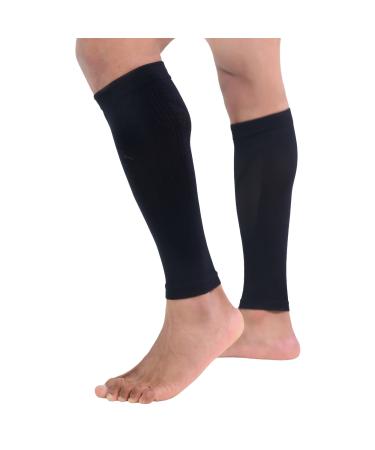 CompressionZ Calf Compression Sleeves (20-30mmhg) - Compression Socks for Shin Splints, Running, Nurses, Leg Pain & Pregnancy for Men, Women - Support Recovery and Improve Blood Circulation Black/Black Medium