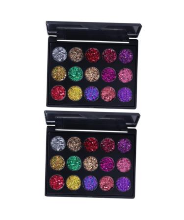 Angoily 2pcs 15 Eyeshadow Makeup Palette Eye Shadow Matte Sequins 1 count (Pack of 1) As Shownx2pcs
