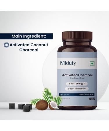 Miduty by Palak Notes Activated Coconut Charcoal - Coconut Shells - Microporous - Gluten Free - Non-GMO - 60 Capsules - Buy Online on GoSupps.com