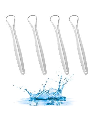 4pcs Tongue Scrapers Stainless Steel Tongue Scrapers Cleaners Metal Tongue Cleaner Brush Tongue Scraping Tools Bad Breath Treatment for Adults Kids Metal Tongue Scrapers Fresher Breath in Seconds NO Case